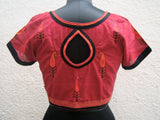 Red/Black Cotton Blouse Size-38-Blouse-House of Taamara-House of Taamara