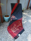 Red/Black Khadi Cotton Saree-Saree-House of Taamara-House of Taamara