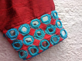Red/Blue Raw Silk Blouse-Blouse-House of Taamara-House of Taamara