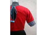 Red/Blue Raw Silk Blouse-Blouse-House of Taamara-House of Taamara