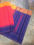 Red/Mustard/Blue Kanjeevaram Silk Saree-Silk Saree-House of Taamara-House of Taamara
