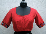 Red/Olive Green Raw Silk Blouse-Blouse-House of Taamara-House of Taamara