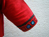 Red/Olive Green Raw Silk Blouse-Blouse-House of Taamara-House of Taamara