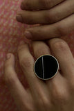 Round Asymmetric Enamel Adjustable Silver Ring-Finger Ring-House of Taamara-House of Taamara