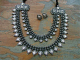 Set of 2-Silver Necklace & Silver Earrings-Silver Neckpiece-House of Taamara-House of Taamara