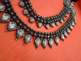 Set of 2-Silver Necklace & Silver Earrings-Silver Neckpiece-House of Taamara-House of Taamara