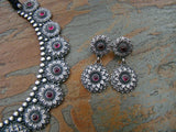 Set of 2-Silver Necklace & Silver Earrings-Silver Neckpiece-House of Taamara-House of Taamara