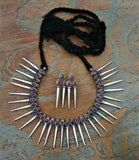 Set of 2-Silver Neckpiece & Silver Earrings-Silver Neckpiece-House of Taamara-House of Taamara