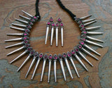 Set of 2-Silver Neckpiece & Silver Earrings-Silver Neckpiece-House of Taamara-House of Taamara