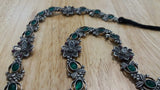 Silver Necklace with Green Stones-Silver Neckpiece-House of Taamara-House of Taamara
