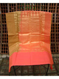 Snuff/Orange Kanchi Cotton Saree-Saree-House of Taamara-House of Taamara