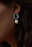 Vintage Oxidised Silver Earrings with Pearls-Earrings-House of Taamara-House of Taamara
