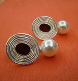 Vintage Oxidized Silver Earrings with Pearls-Earrings-House of Taamara-House of Taamara