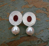 Vintage Oxidized Silver Earrings with Pearls-Earrings-House of Taamara-House of Taamara