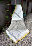 White/Black Linen Saree-Saree-House of Taamara-House of Taamara