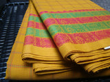 Yellow Checks Kanchi Cotton Saree-Saree-House of Taamara-House of Taamara