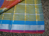Yellow Checks Mangalgiri Silk Cotton Saree-Saree-House of Taamara-House of Taamara