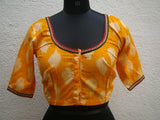 Yellow/Black/Brown Cotton Blouse Size-36-Blouse-House of Taamara-House of Taamara