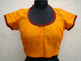 Yellow/Orange Cotton Blouse Size-36-Blouse-House of Taamara-House of Taamara