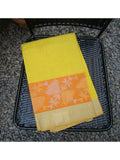 Yellow/Orange Silk Cotton Saree-Silk Cotton Saree-House of Taamara-House of Taamara