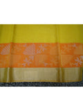 Yellow/Orange Silk Cotton Saree-Silk Cotton Saree-House of Taamara-House of Taamara