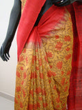 Yellow/Red Printed Tussar Silk Saree-Silk Saree-House of Taamara-House of Taamara