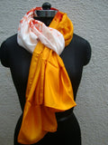 Yellow/Rust/White Shibori Silk Stole-Silk Stole-House of Taamara-House of Taamara